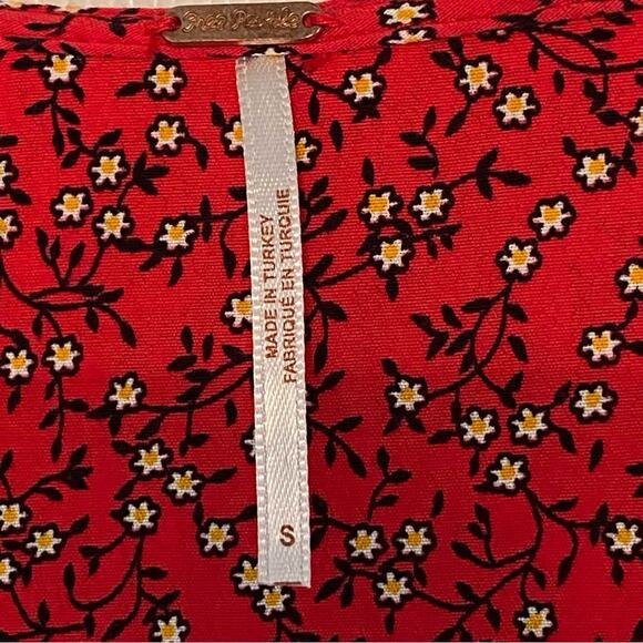 Free People Clara X Revolve Red Floral Print Tunic mini Dress S - Picture 5 of 7